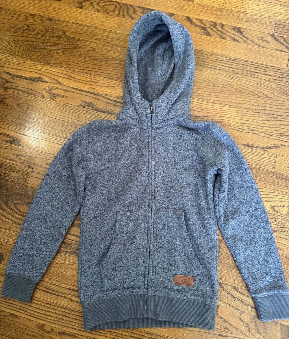 Kids Quiksilver Zip-Up Hoodie Size S Grey Heather Knit Jacket Sweatshirt